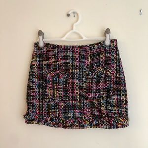 Zara Rainbow Tweed Mini Skirt in Size M